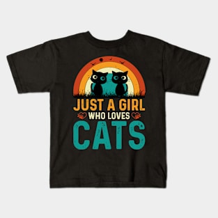 jus a girl cats t shirt Kids T-Shirt